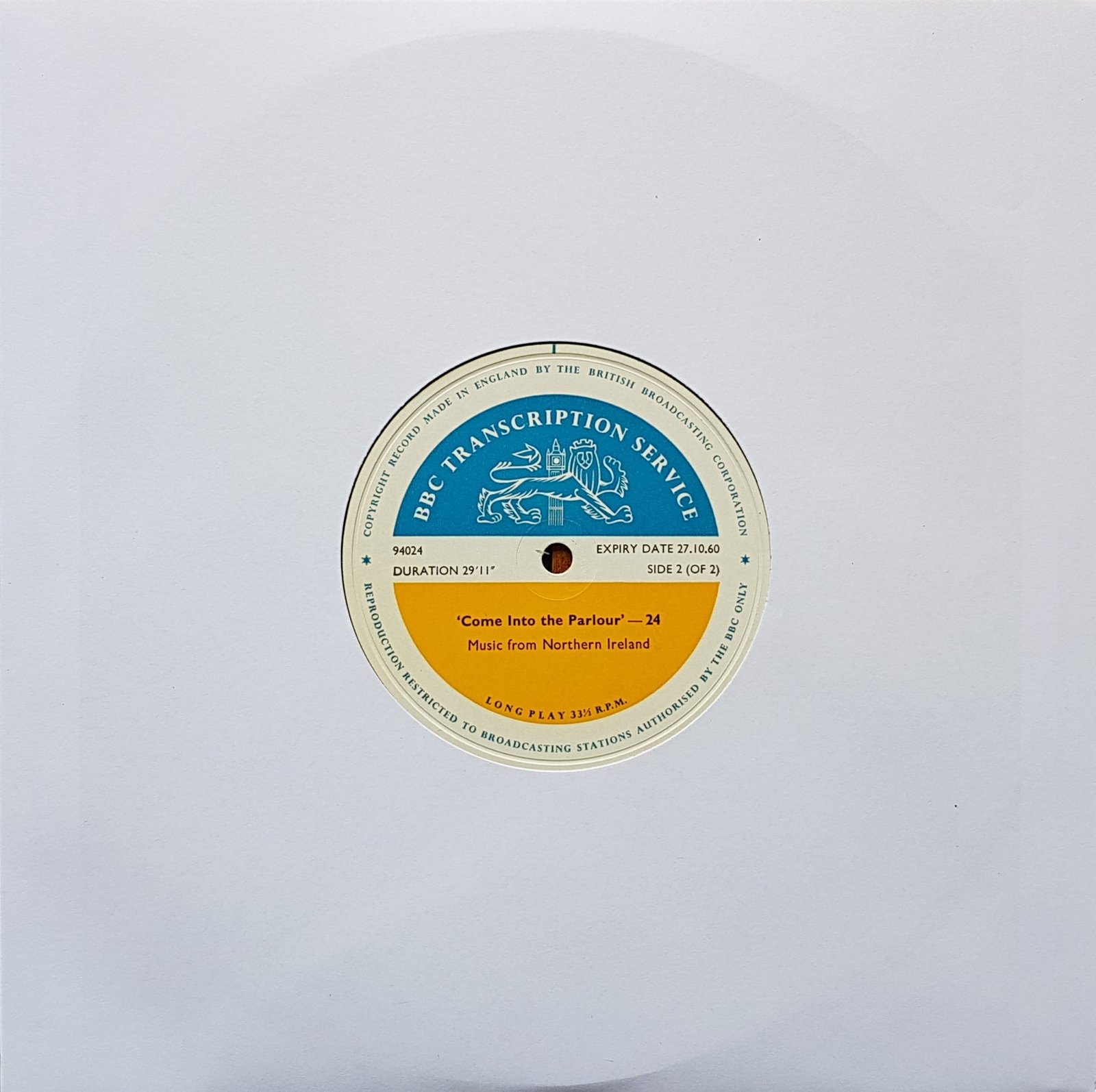 94022 Come into the parlour - 23 / 24 (Side 2 of 2) Various from the BBC records and Tapes library Back cover of 94022